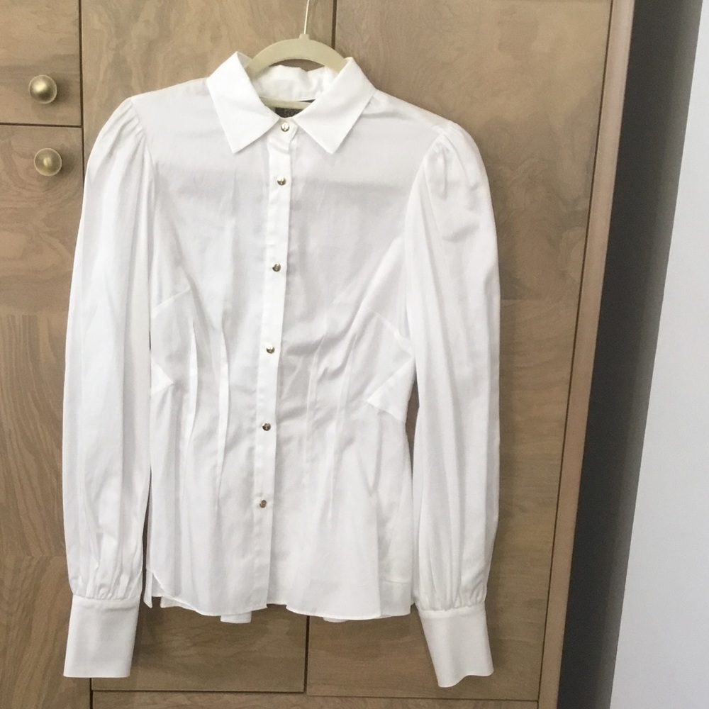 Petersyn NWT White Cotton Waverly Blouse with Gold Buttons - S - Picture 2 of 8